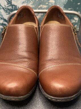 Clarks Collection Womens Ashland Palm Leather Slip On Shoes, Used, Brown Size 9